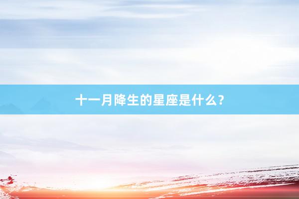十一月降生的星座是什么？